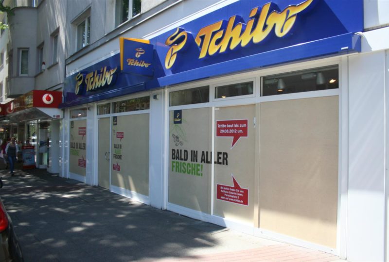 Schaufenster Beschriftung Tchibo Schaufenster Beschriftung Tchibo